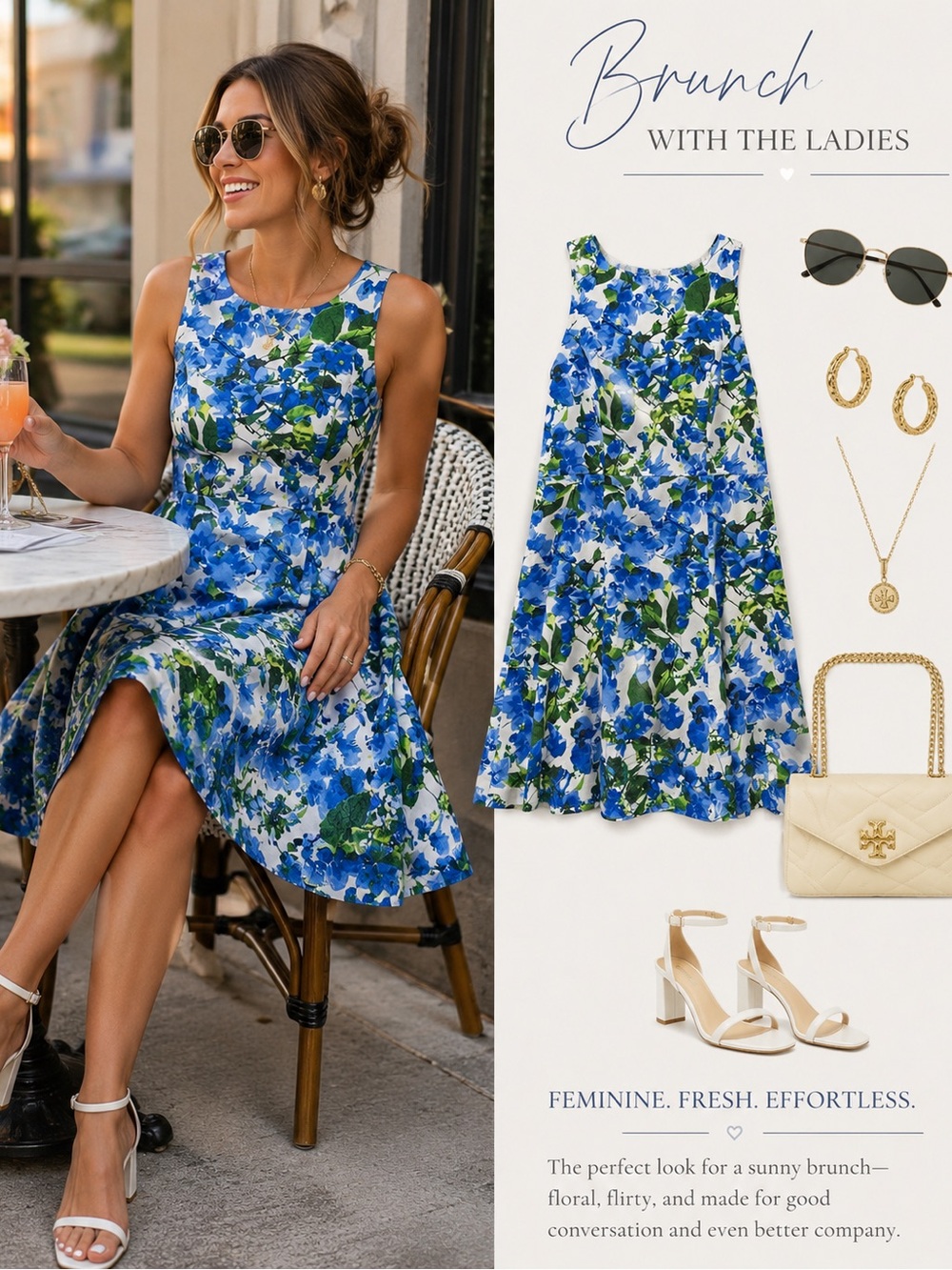 Milly Blue Watercolor Floral Fit & Flare Dress Size 8 Sleeveless Garden Party